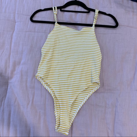 Zaful Tops - White and yellow striped bodysuit